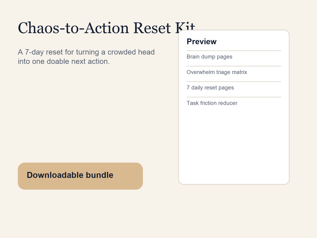 Chaos-to-Action Reset Kit printable planner hero image