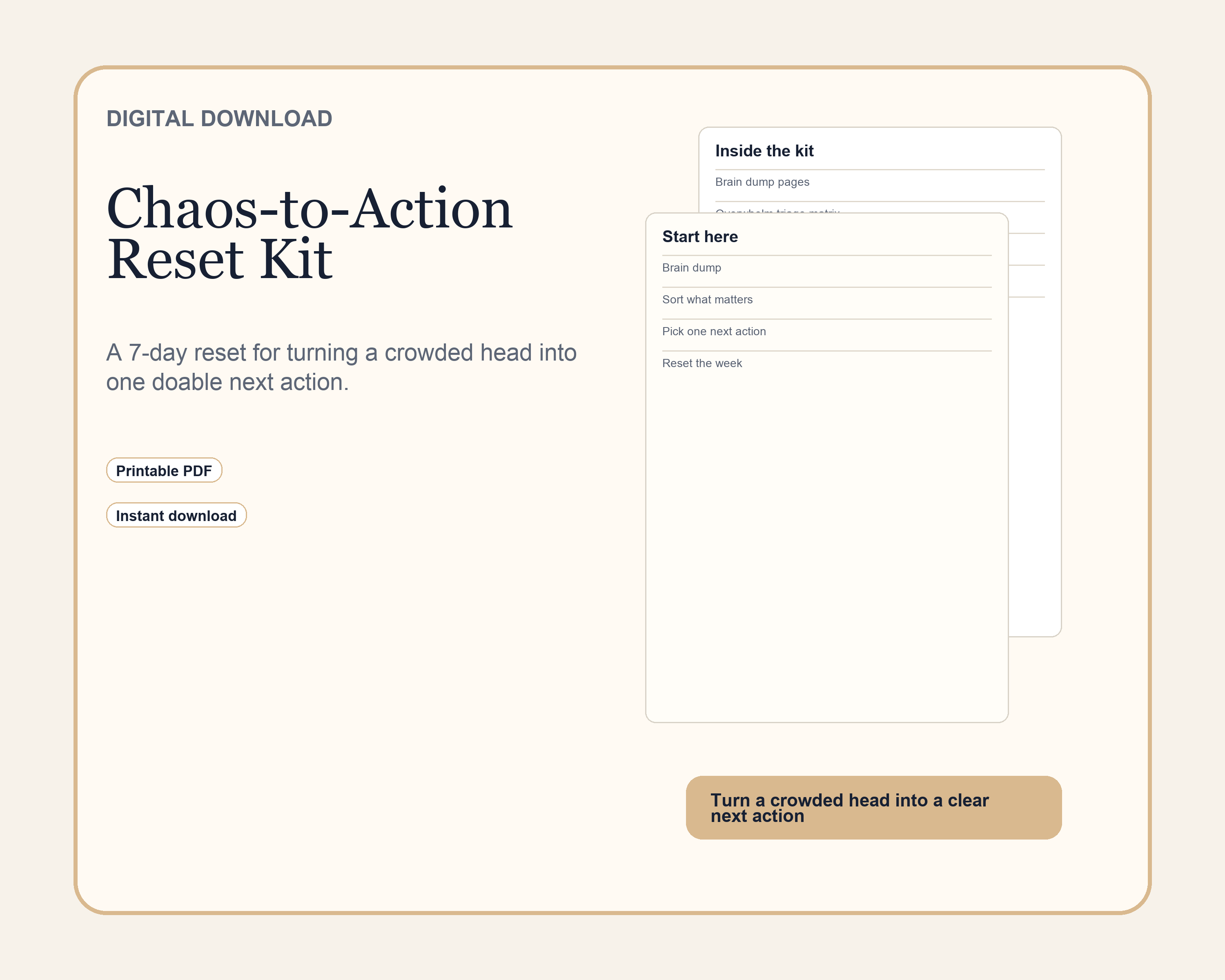 Chaos-to-Action Reset Kit product overview