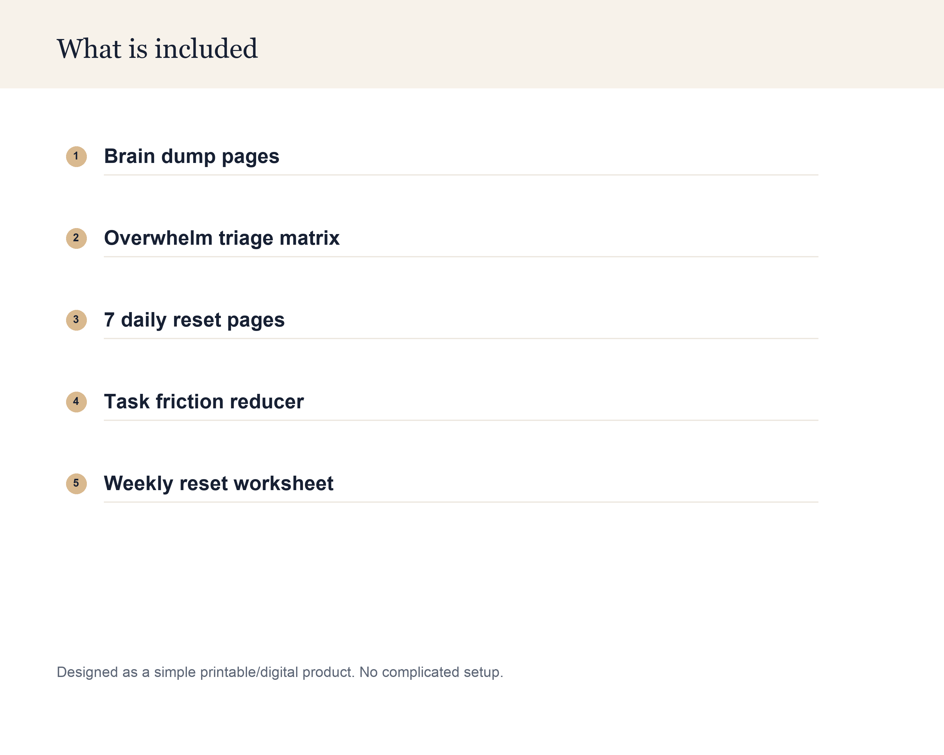 What is included inside the Chaos-to-Action Reset Kit